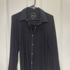 Inc International Concept black, Long sleeve crystal button down shirt. Size L